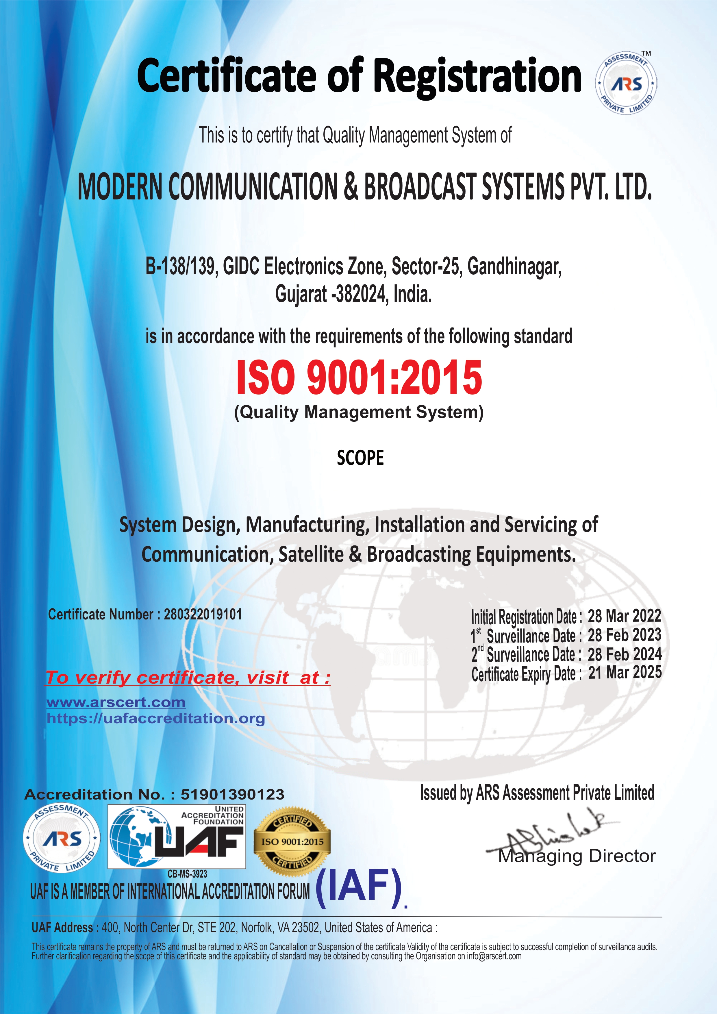ISO 9001:2015 Certificate